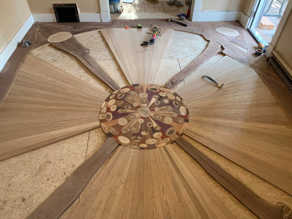 The Morbely Sphere Project - a custom hardwood art floor. 