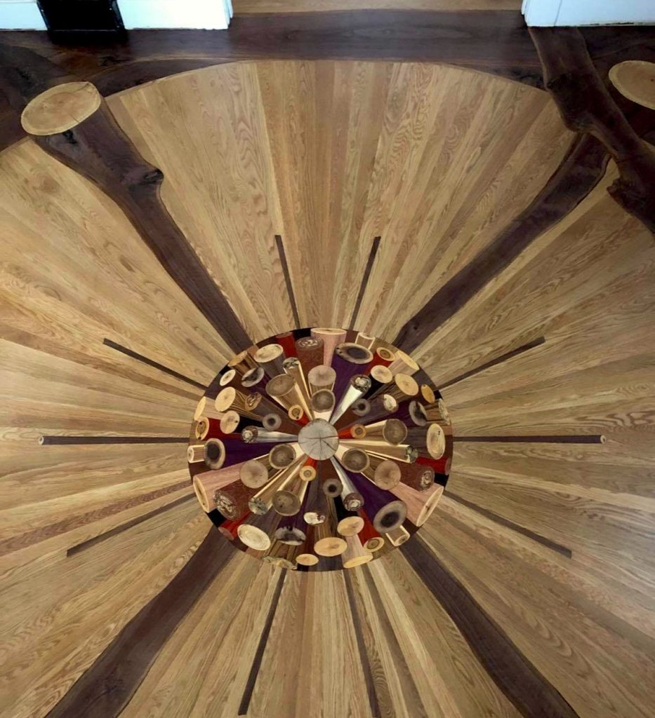 The Moberly Sphere Project - a custom hardwood art floor. 