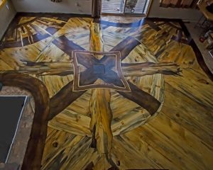 The Sun Dog hardwood art floor project