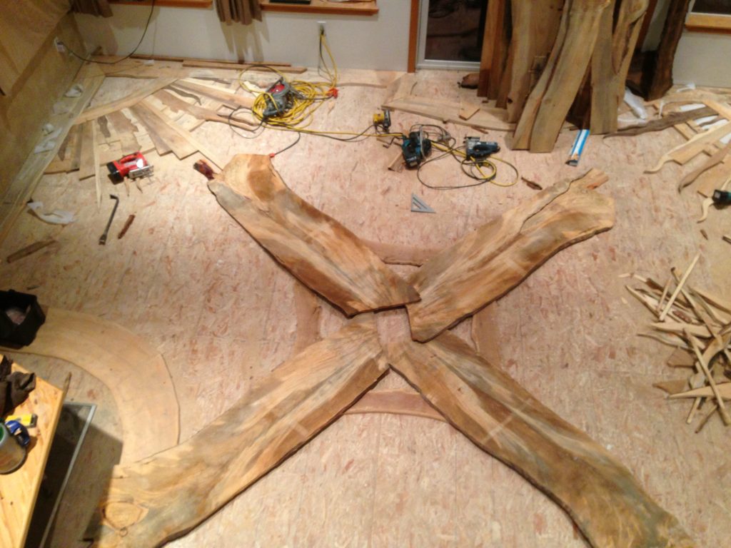Installing the Sun Dog hardwood art floor project