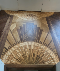 A picture of an Art Deco hardwood floor in Magnolia, Seattle.